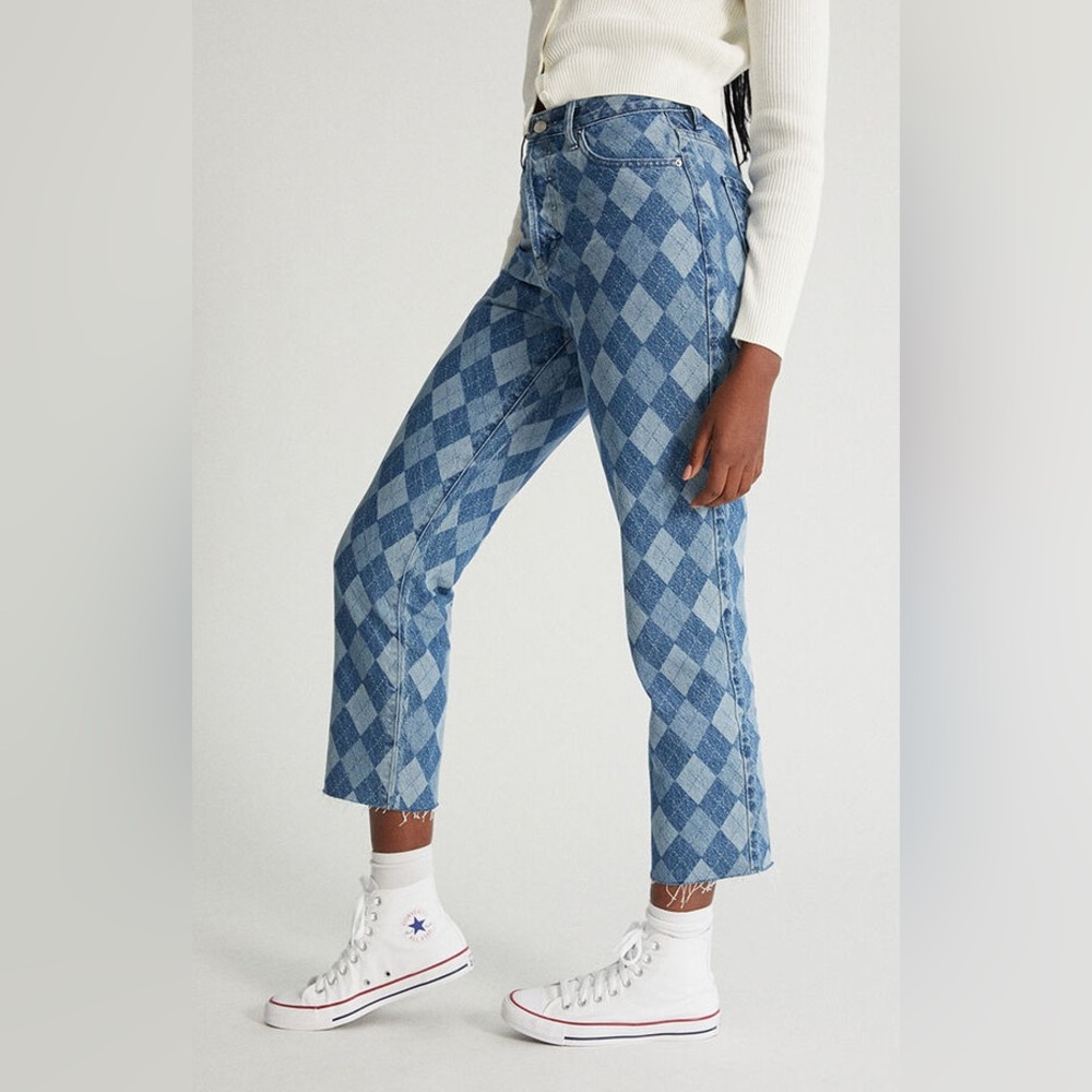 Pacsun Eco Diamond Print High Waisted Straight Leg Jeans EUC